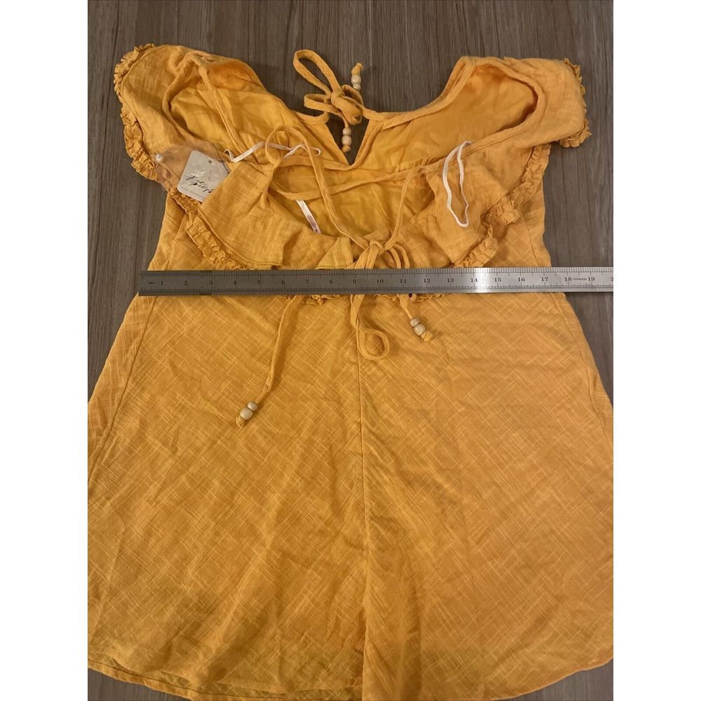 Free People Top Blouse Love Forever In Yellow Size Large Flared MSRP $78 NWT - Picture 7 of 7